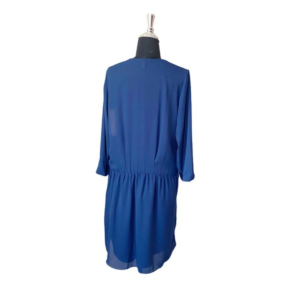 Heartloon Celine Blue Faux Wrap Lace Panel Dress - Picture 5 of 11
